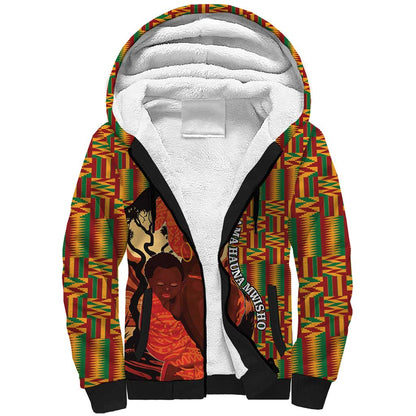African Happy Mother's Day Sherpa Hoodie Black Mothers Kente Pattern