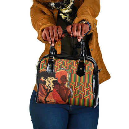 African Happy Mother's Day Shoulder Handbag Black Mothers Kente Pattern
