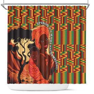 African Happy Mother's Day Shower Curtain Black Mothers Kente Pattern
