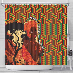 African Happy Mother's Day Shower Curtain Black Mothers Kente Pattern