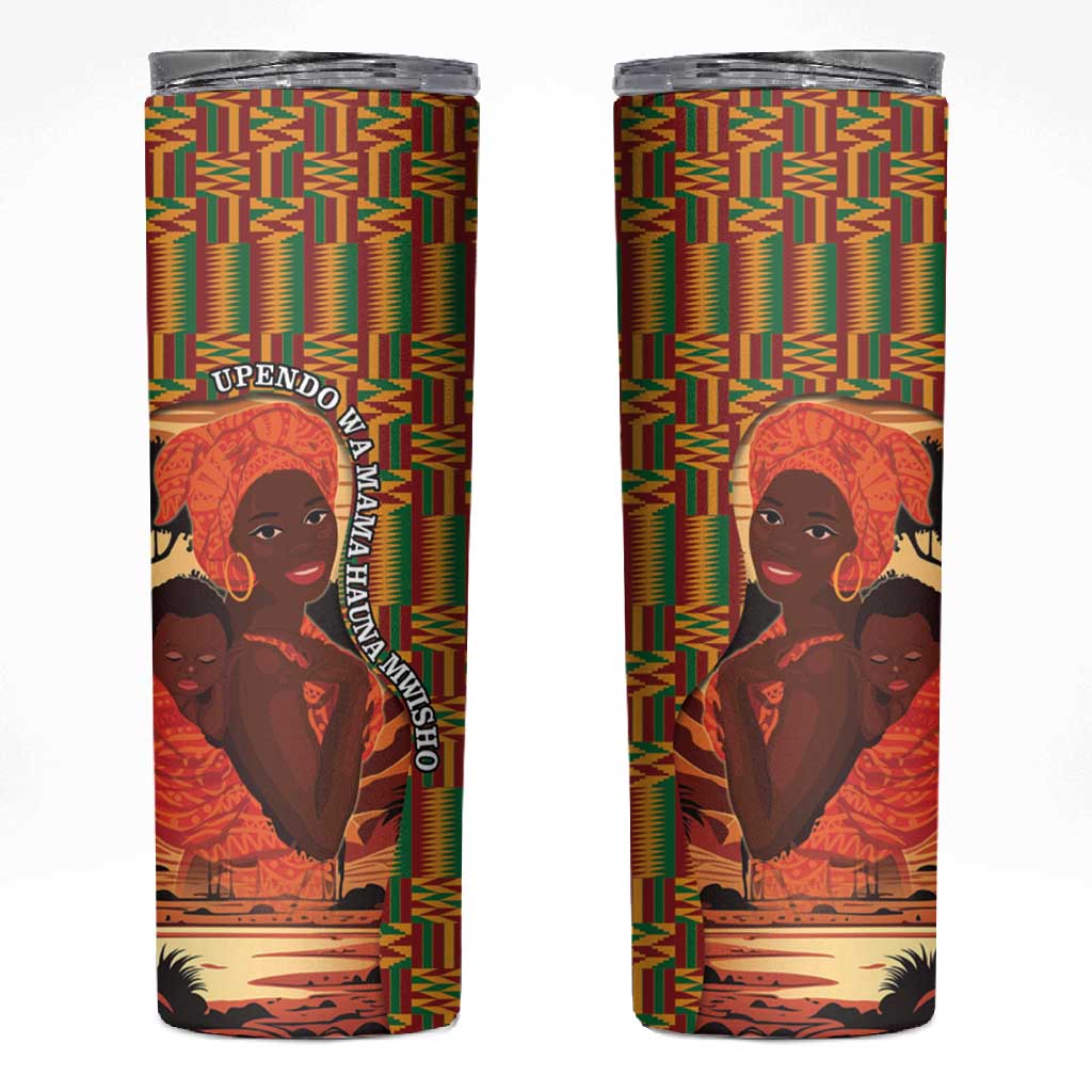African Happy Mother's Day Skinny Tumbler Black Mothers Kente Pattern