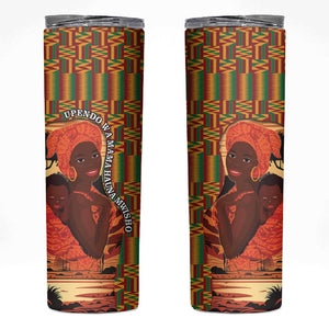 African Happy Mother's Day Skinny Tumbler Black Mothers Kente Pattern