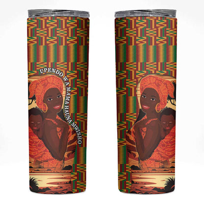 African Happy Mother's Day Skinny Tumbler Black Mothers Kente Pattern