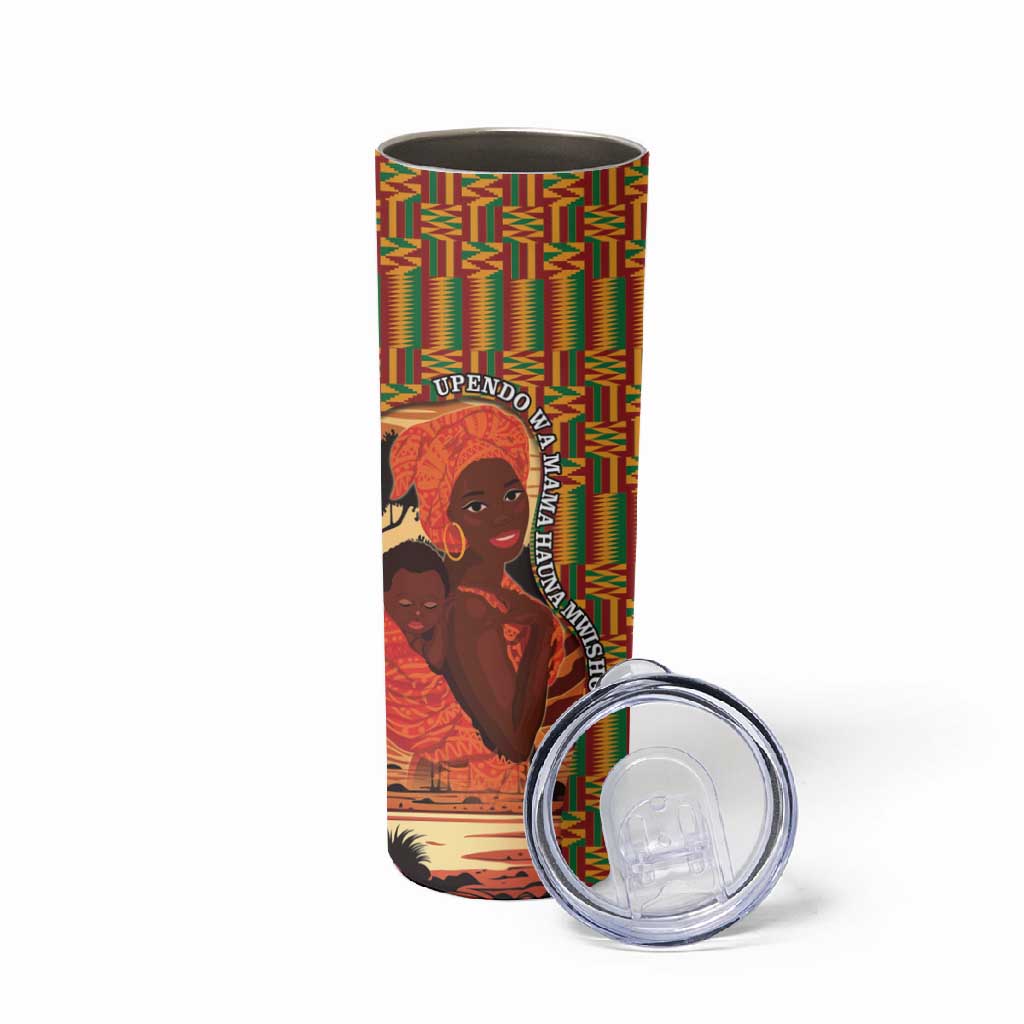 African Happy Mother's Day Skinny Tumbler Black Mothers Kente Pattern