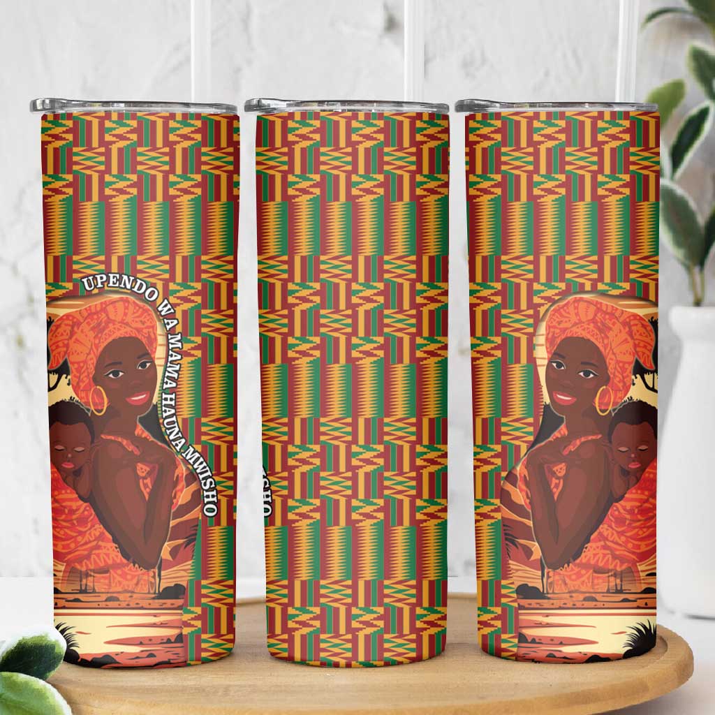 African Happy Mother's Day Skinny Tumbler Black Mothers Kente Pattern