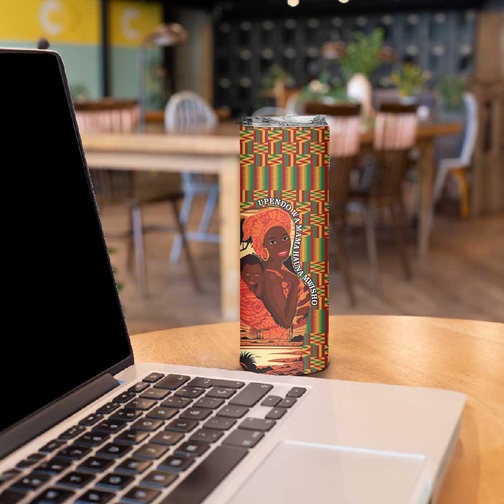 African Happy Mother's Day Skinny Tumbler Black Mothers Kente Pattern