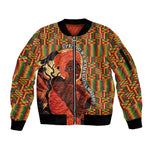 African Happy Mother's Day Sleeve Zip Bomber Jacket Black Mothers Kente Pattern