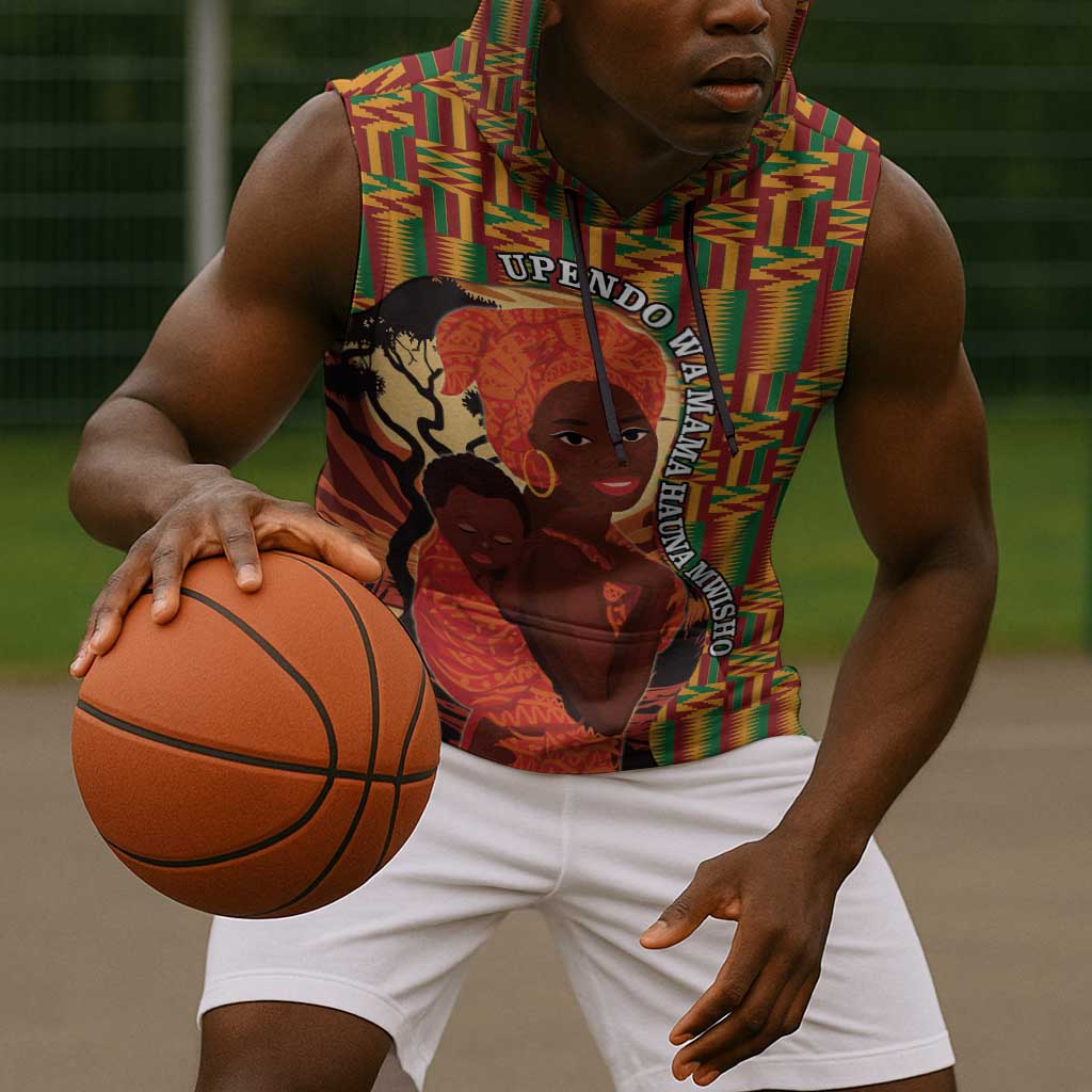 African Happy Mother's Day Sleeveless Hoodie Black Mothers Kente Pattern - African Pride