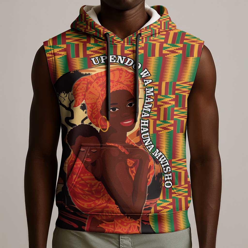 African Happy Mother's Day Sleeveless Hoodie Black Mothers Kente Pattern - African Pride