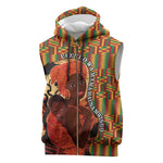 African Happy Mother's Day Sleeveless Zip Hoodie Black Mothers Kente Pattern - African Pride