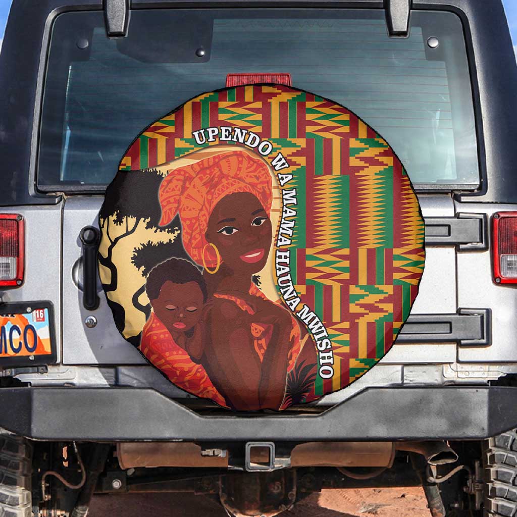 African Happy Mother's Day Spare Tire Cover Black Mothers Kente Pattern
