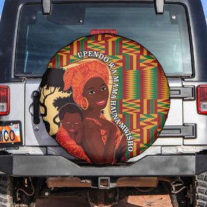African Happy Mother's Day Spare Tire Cover Black Mothers Kente Pattern