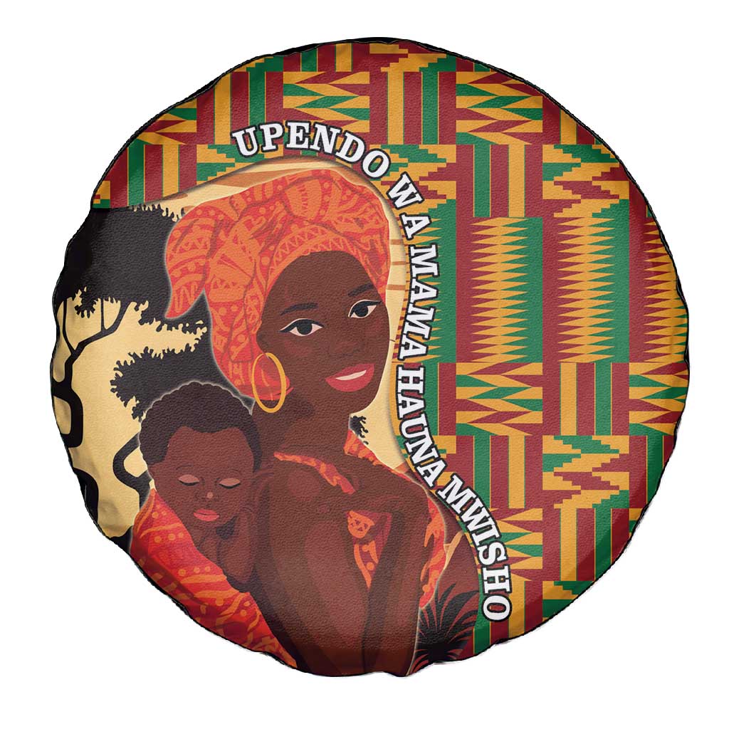 African Happy Mother's Day Spare Tire Cover Black Mothers Kente Pattern