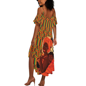 African Happy Mother's Day Summer Maxi Dress Black Mothers Kente Pattern