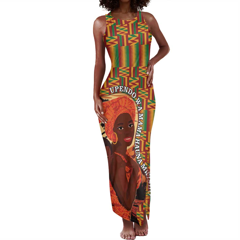 African Happy Mother's Day Tank Maxi Dress Black Mothers Kente Pattern