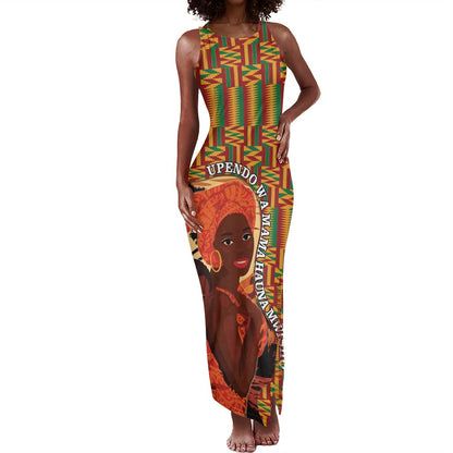 African Happy Mother's Day Tank Maxi Dress Black Mothers Kente Pattern