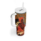 African Happy Mother's Day Tumbler With Handle Black Mothers Kente Pattern