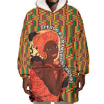 African Happy Mother's Day Wearable Blanket Hoodie Black Mothers Kente Pattern