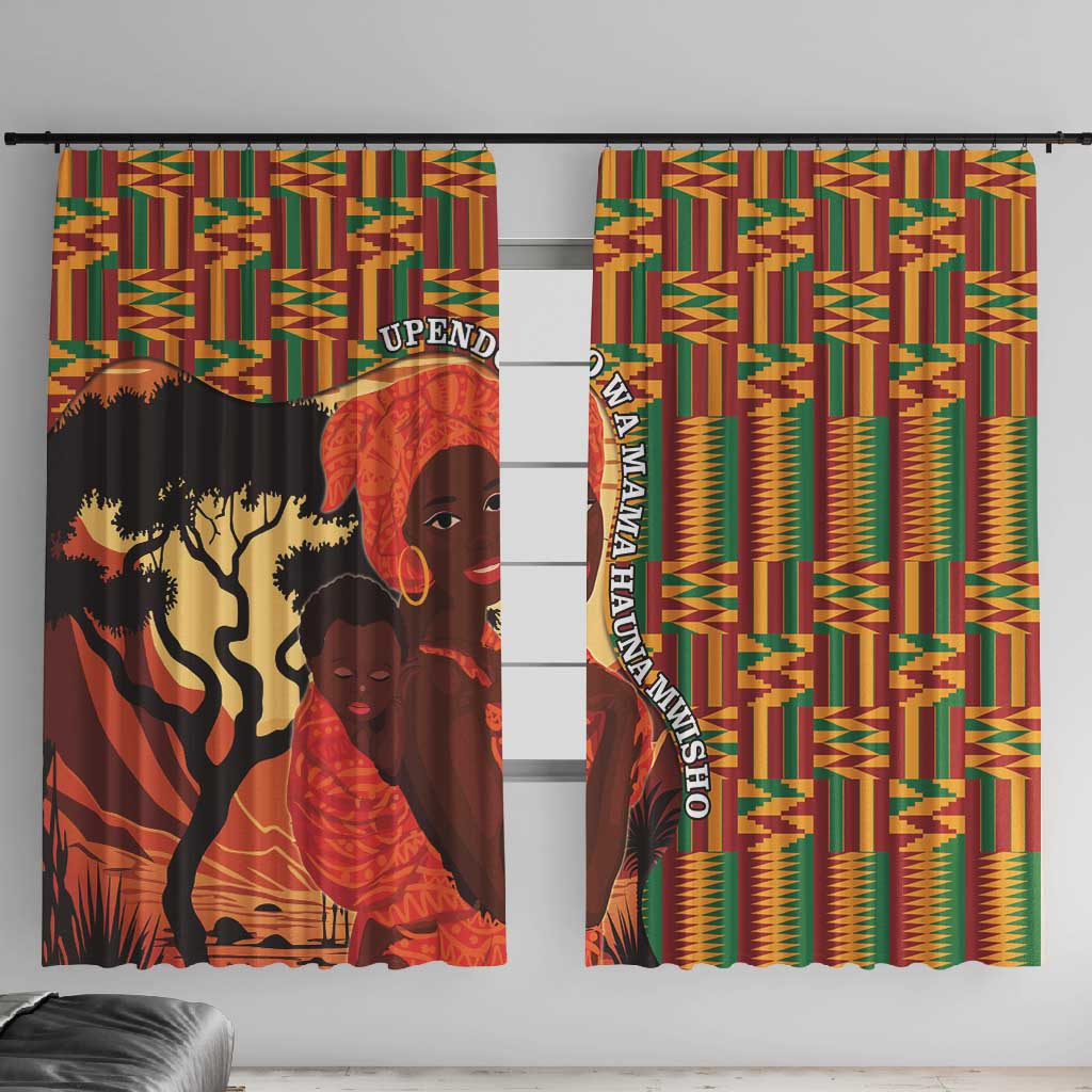 African Happy Mother's Day Window Curtain Black Mothers Kente Pattern