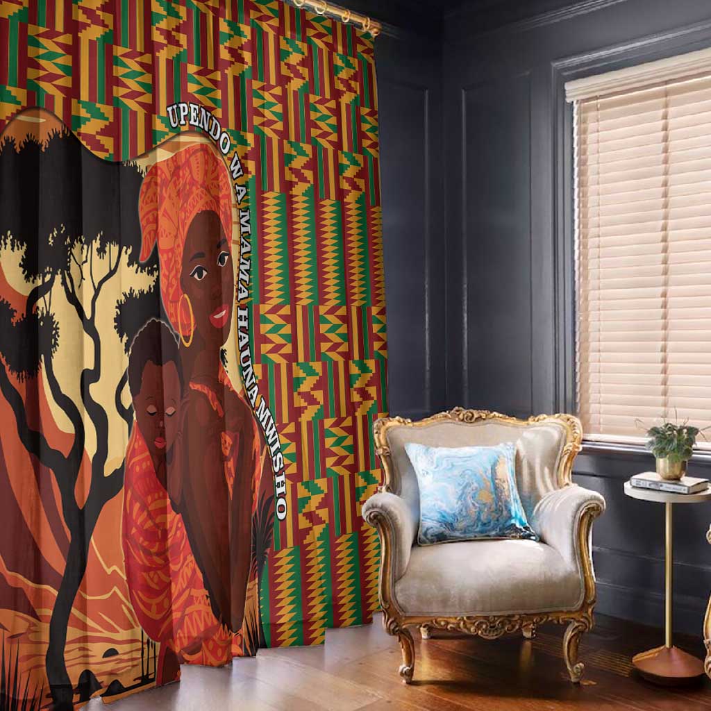 African Happy Mother's Day Window Curtain Black Mothers Kente Pattern
