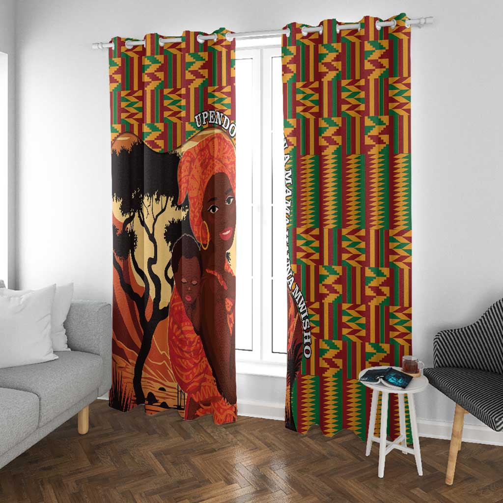 African Happy Mother's Day Window Curtain Black Mothers Kente Pattern