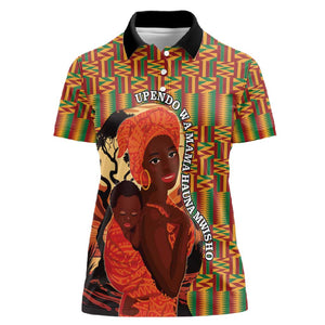 African Happy Mother's Day Women Polo Shirt Black Mothers Kente Pattern