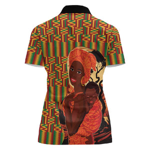 African Happy Mother's Day Women Polo Shirt Black Mothers Kente Pattern
