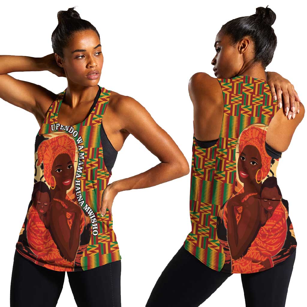 African Happy Mother's Day Women Racerback Tank Black Mothers Kente Pattern
