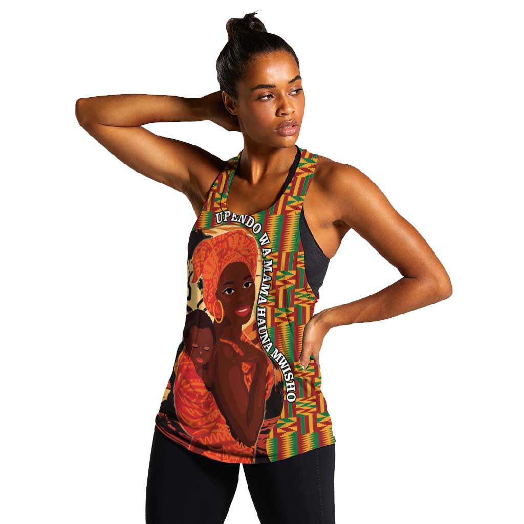 African Happy Mother's Day Women Racerback Tank Black Mothers Kente Pattern