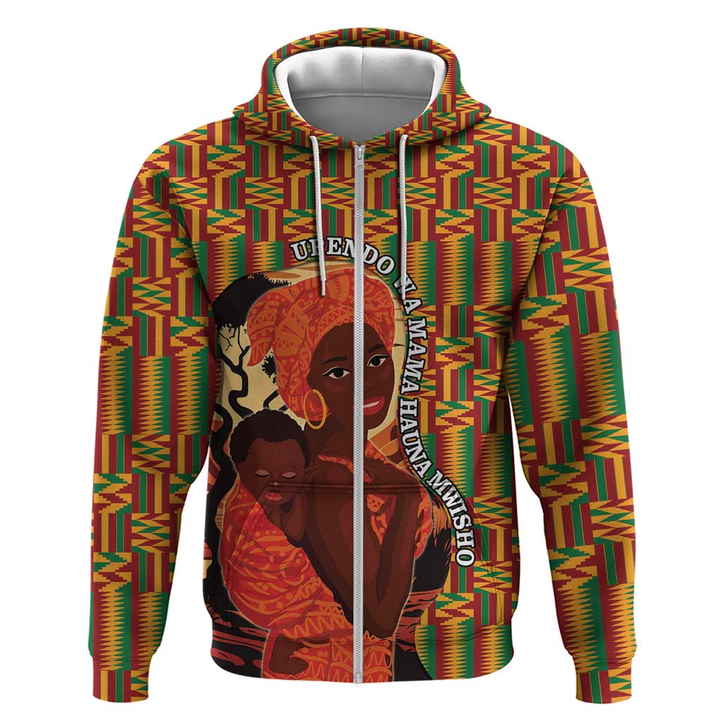 African Happy Mother's Day Zip Hoodie Black Mothers Kente Pattern