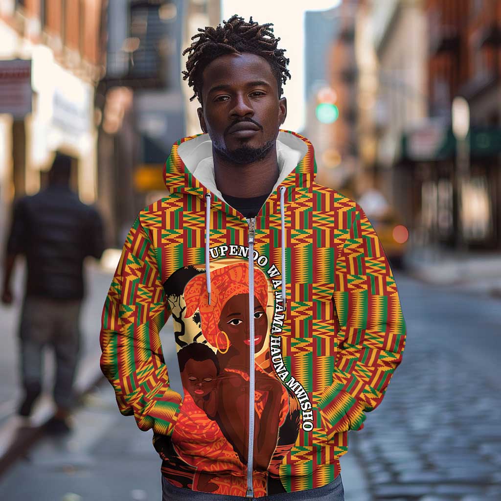African Happy Mother's Day Zip Hoodie Black Mothers Kente Pattern