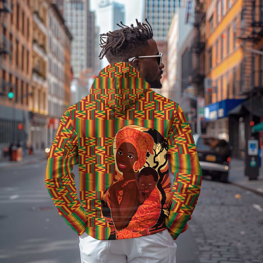 African Happy Mother's Day Zip Hoodie Black Mothers Kente Pattern