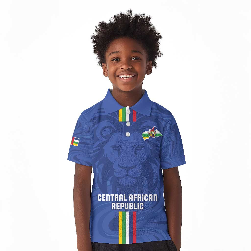 Custom Central African Republic Football Kid Polo Shirt Allez Les Fauves