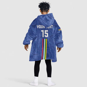 Custom Central African Republic Football Kid Wearable Blanket Hoodie Allez Les Fauves