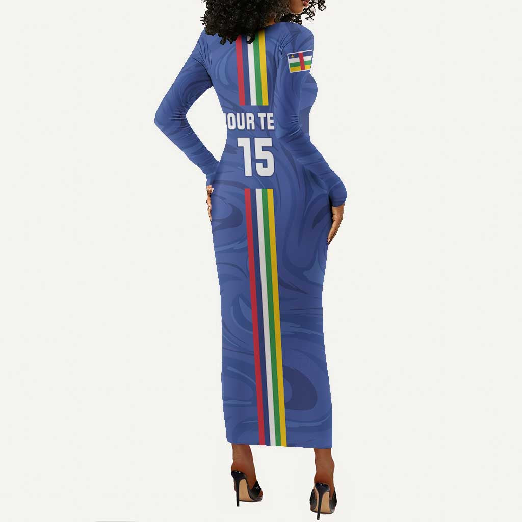Custom Central African Republic Football Long Sleeve Bodycon Dress Allez Les Fauves LT15