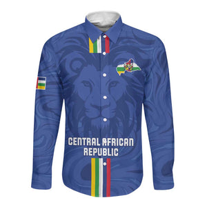 Custom Central African Republic Football Long Sleeve Button Shirt Allez Les Fauves