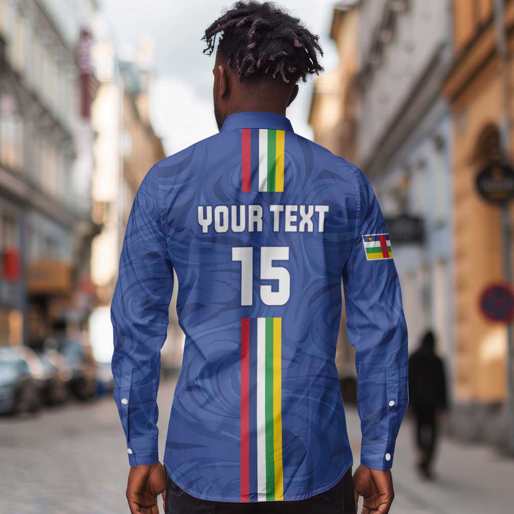Custom Central African Republic Football Long Sleeve Button Shirt Allez Les Fauves