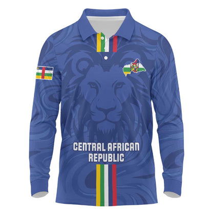 Custom Central African Republic Football Long Sleeve Polo Shirt Allez Les Fauves