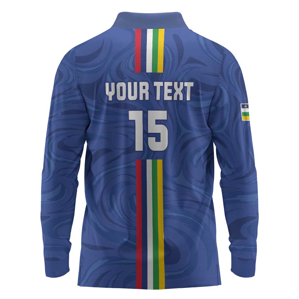 Custom Central African Republic Football Long Sleeve Polo Shirt Allez Les Fauves