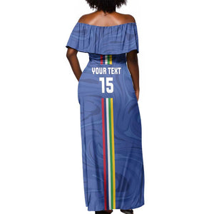 Custom Central African Republic Football Off Shoulder Maxi Dress Allez Les Fauves