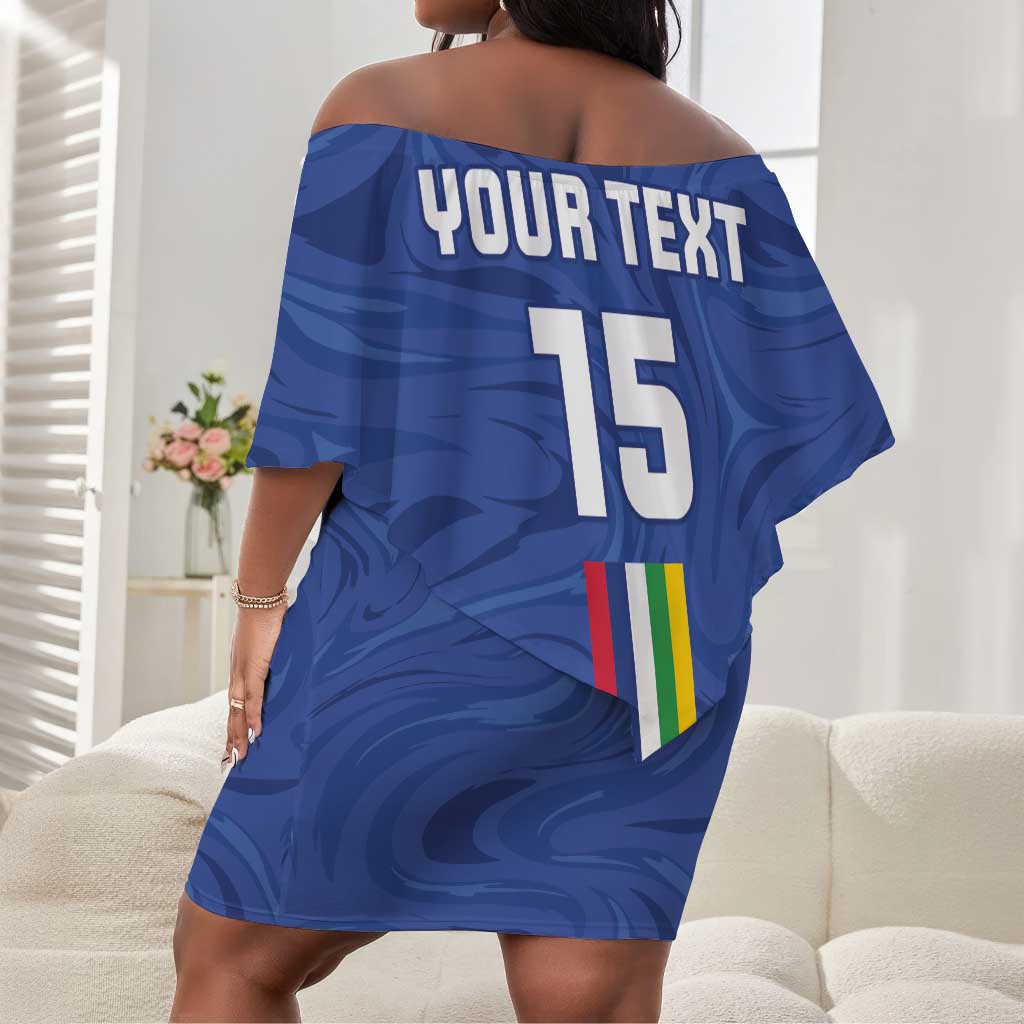 Custom Central African Republic Football Off Shoulder Short Dress Allez Les Fauves