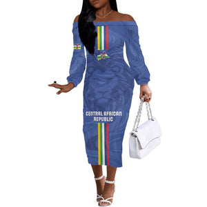 Custom Central African Republic Football Off The Shoulder Long Sleeve Dress Allez Les Fauves