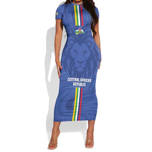 Custom Central African Republic Football Short Sleeve Bodycon Dress Allez Les Fauves LT15