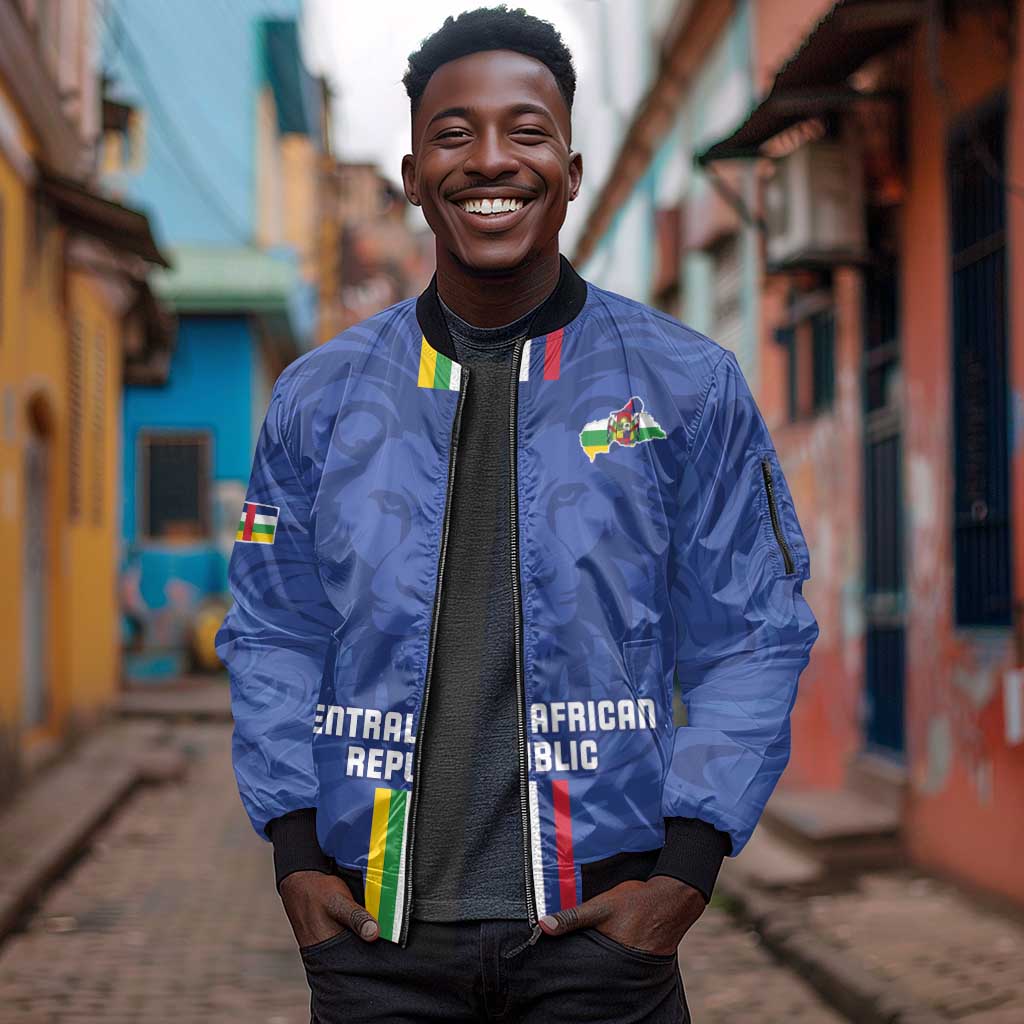 Custom Central African Republic Football Sleeve Zip Bomber Jacket Allez Les Fauves