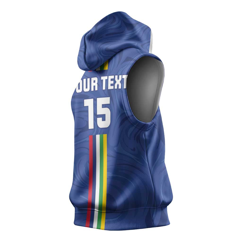 Custom Central African Republic Football Sleeveless Hoodie Allez Les Fauves - African Pride