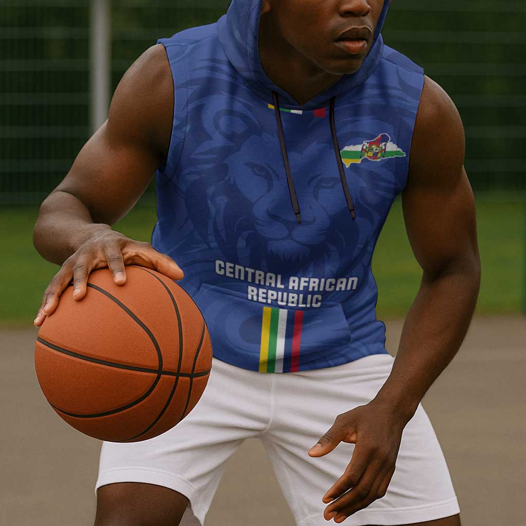 Custom Central African Republic Football Sleeveless Hoodie Allez Les Fauves - African Pride