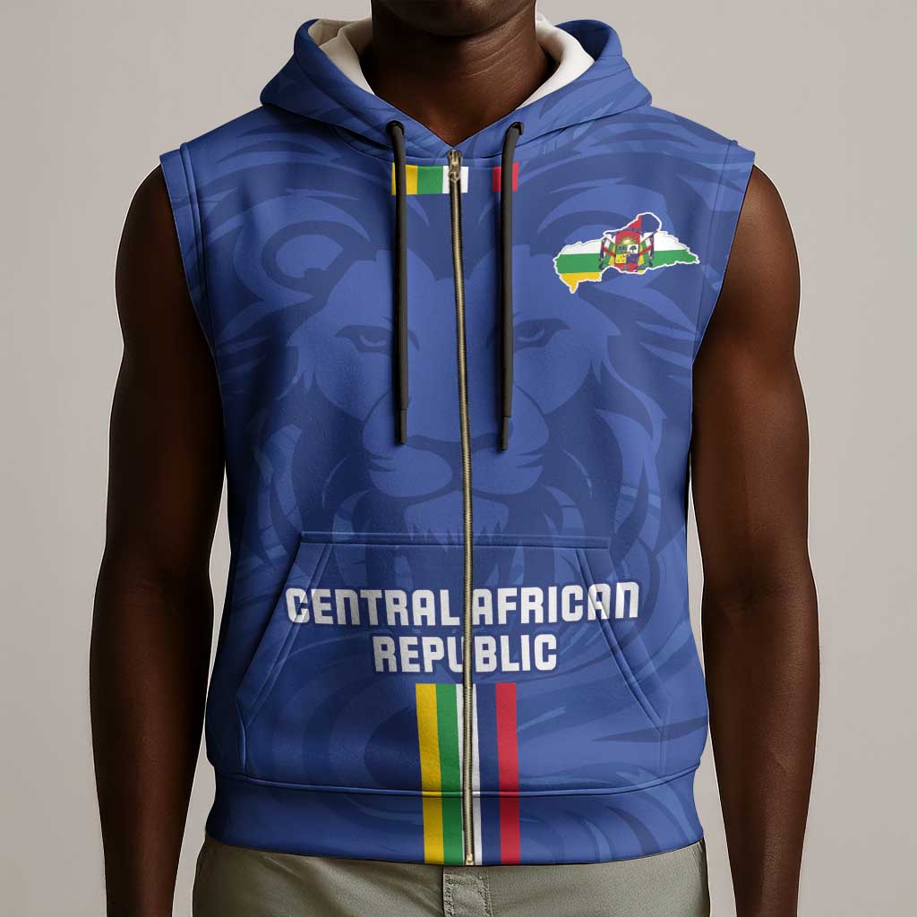 Custom Central African Republic Football Sleeveless Zip Hoodie Allez Les Fauves - African Pride