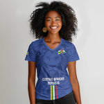 Custom Central African Republic Football Women V-Neck T-Shirt Allez Les Fauves