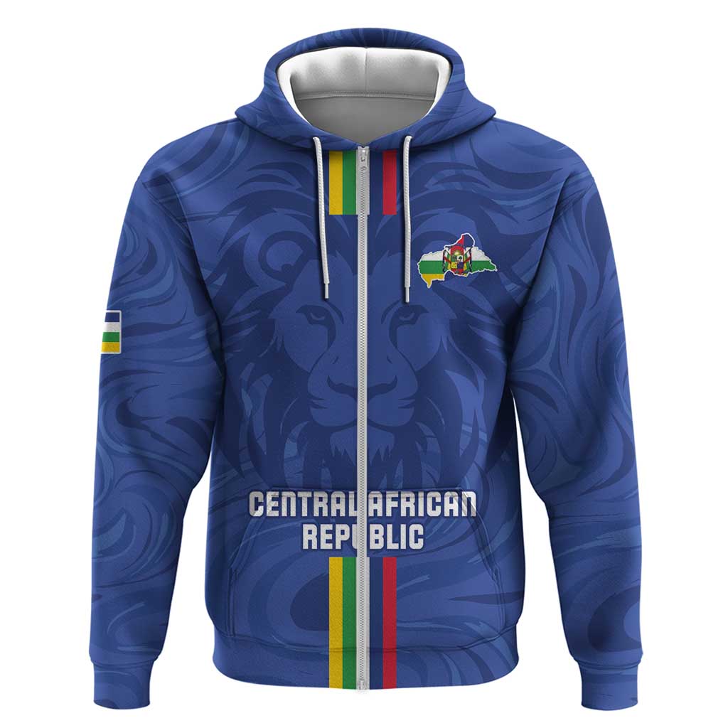 Custom Central African Republic Football Zip Hoodie Allez Les Fauves