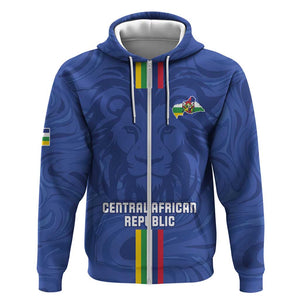 Custom Central African Republic Football Zip Hoodie Allez Les Fauves